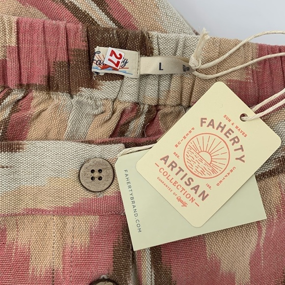 Faherty Whitley front button skirt Desert Ikat cotton midi tan pink new Large - Picture 5 of 5